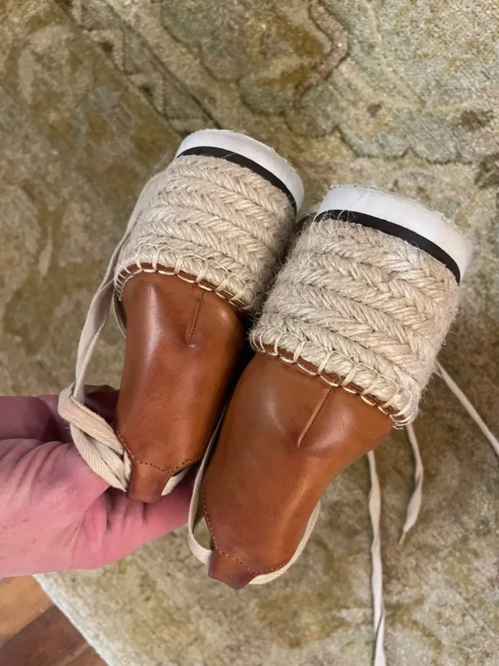 Women’s Beige Espadrille Lace-Up Sandals